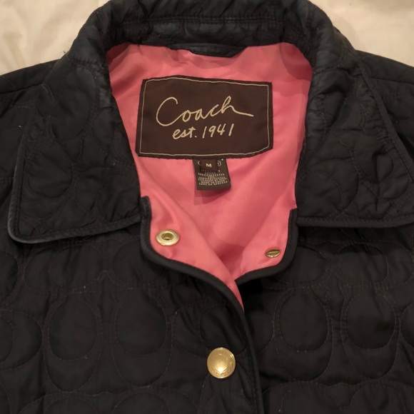 COACH Classic Quilted Jacket in Black & Pink - Picture 6 of 6
